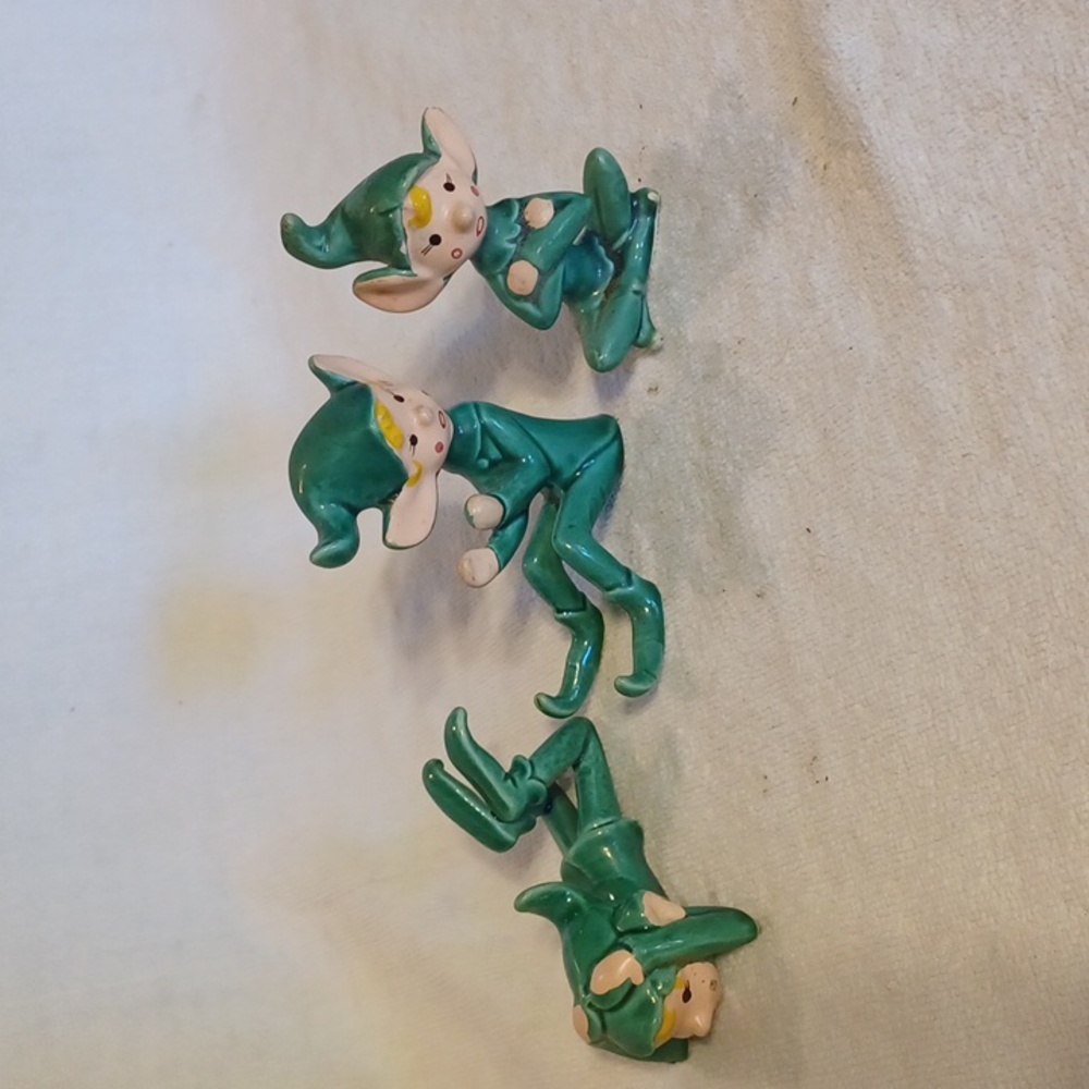 Charming Green Elf Figurines Set 1950's Japan